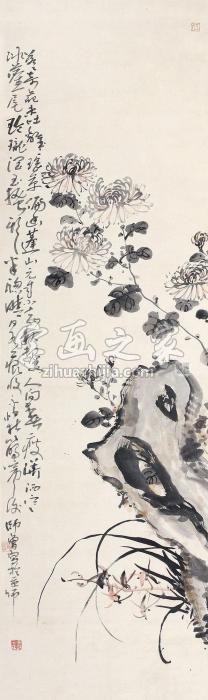 陈师曾花卉立轴纸本设色字画之家