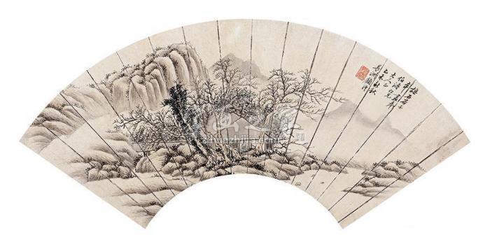 顾沄仿古山水扇面设色纸本字画之家