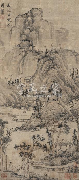 沈周（款）甲寅（1494年）作山居秋暝立轴纸本字画之家