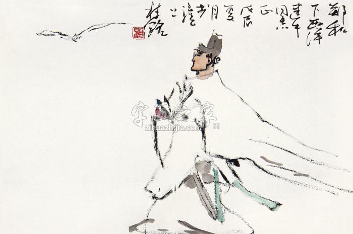 张桂铭1988年作郑和下西洋镜框设色纸本字画之家
