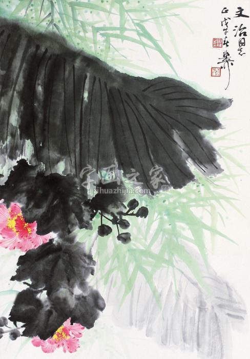 谢稚柳1978年作芙蓉立轴纸本设色字画之家