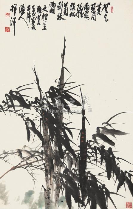 张立辰壬戌（1982年）作墨竹图镜心纸本字画之家