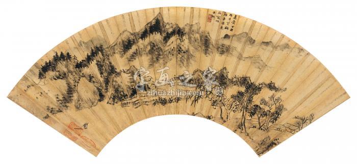 王泽丁丑（1817年）作山居图立轴金笺字画之家