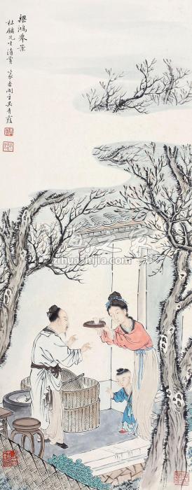 吴青霞人物立轴纸本设色字画之家