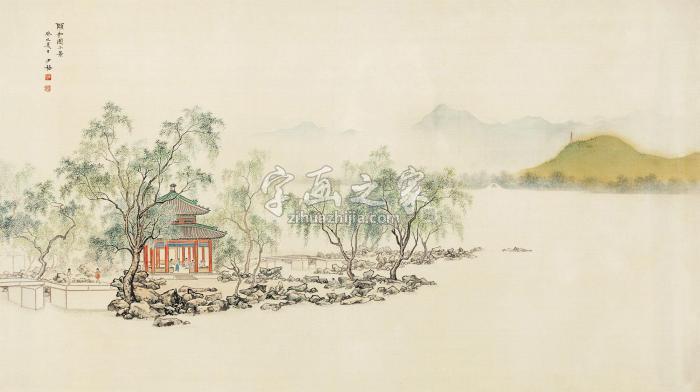 陈少梅1953年作颐和园小景镜心绢本字画之家
