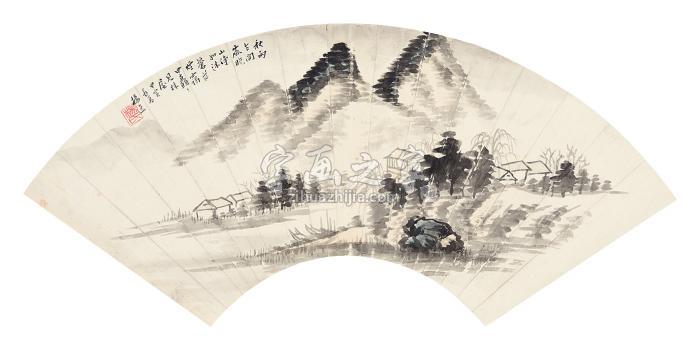 杨逸甲寅（1914年）作云山图扇面纸本字画之家