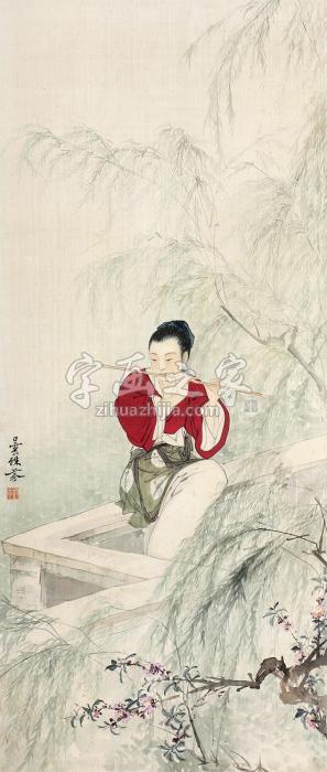 邓芬仕女立轴绢本设色字画之家