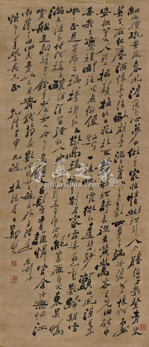 郑板桥1752年作行书自作词三首立轴水墨纸本字画之家