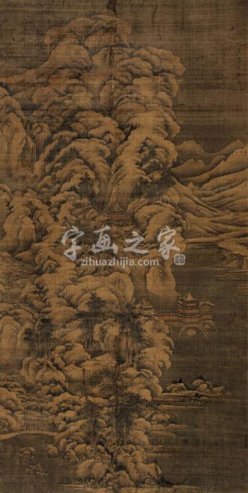 李寅1735年作江归楼阁立轴设色绢本字画之家