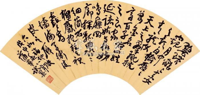 蒲华草书《福地赋》扇面绢本字画之家