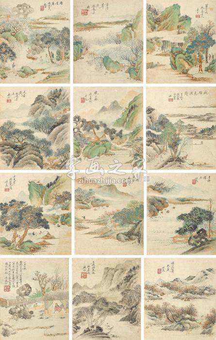 钱杜1817年作卧游图册册页（十二开）设色纸本字画之家