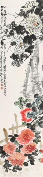 赵云壑花卉立轴纸本设色字画之家