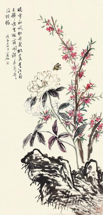 黄宾虹花卉立轴纸本字画之家