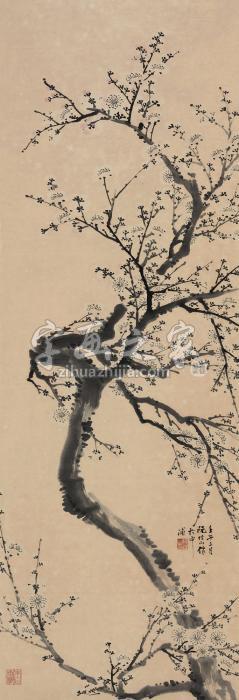 阮性山壬午（1942年）作疏影横斜立轴纸本字画之家