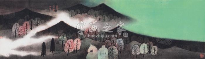 黄红涛无名山镜片设色纸本字画之家