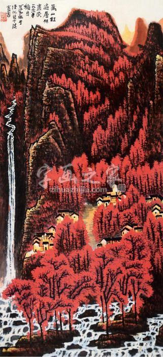 李可染万山红遍立轴设色纸本字画之家