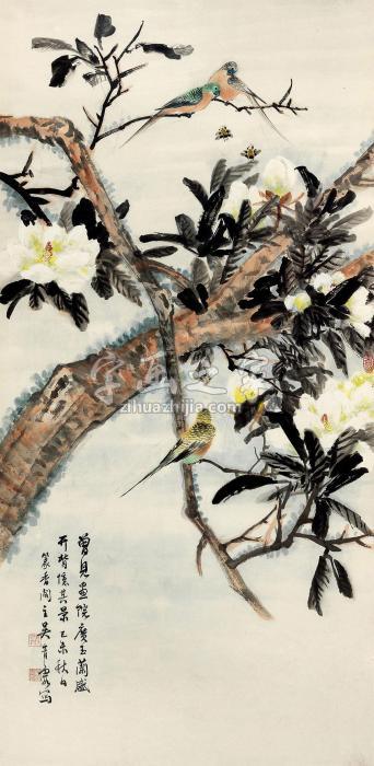 吴青霞1979年作鹦鹉玉兰镜心纸本字画之家