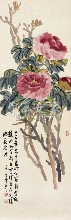 陈半丁富贵长寿立轴设色纸本字画之家