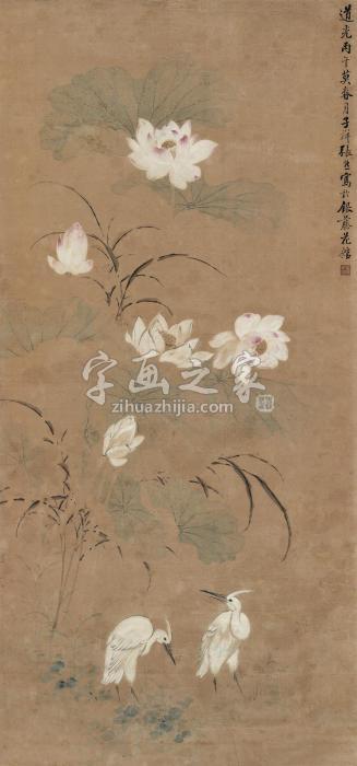 张熊丙午（1846）年作荷花立轴设色纸本字画之家