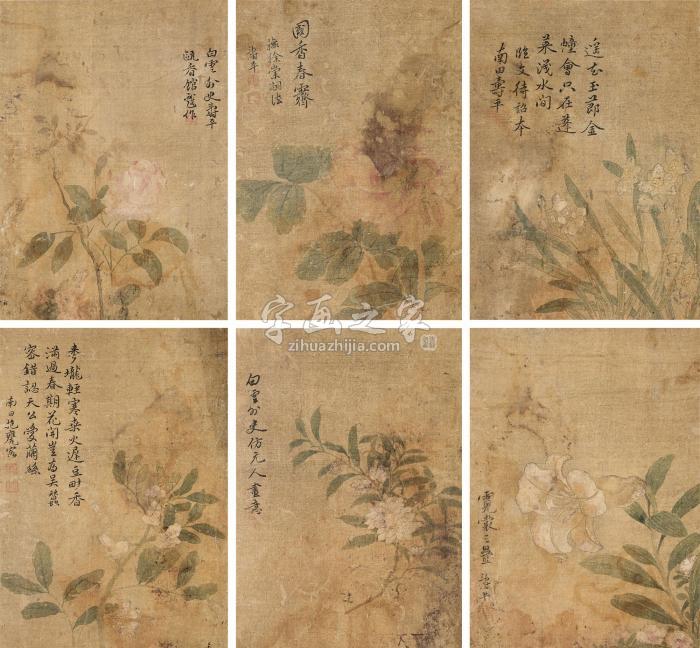 恽寿平（款）花卉册册页绢本字画之家