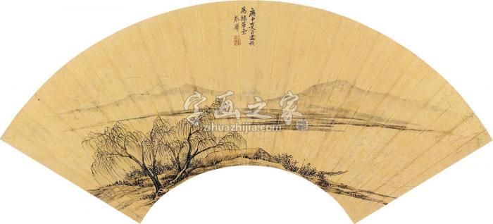 蔡泽庚申（1680）年作归棹图扇面金笺字画之家