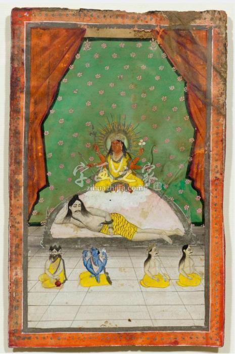 --Indien，um1900.MINIATUREINERSHIVAITISCHENGOT字画之家