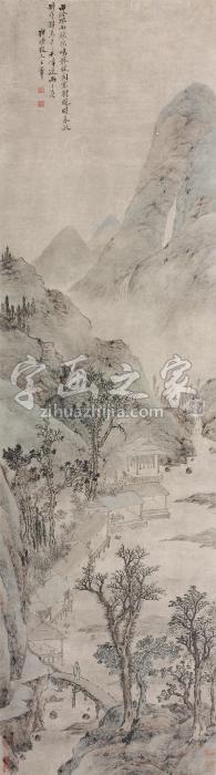 王翚溪山访友图立轴纸本设色字画之家