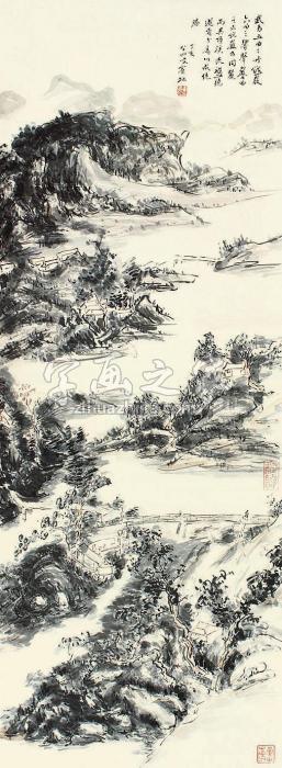 黄宾虹山水立轴纸本字画之家