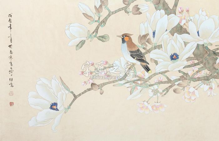 喻继高1988年作花鸟立轴纸本设色字画之家