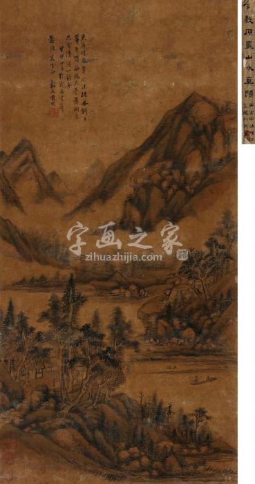 黄均（古）1824年作清溪独钓立轴设色绢本字画之家