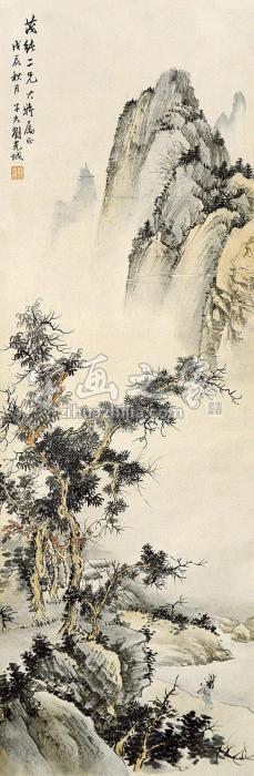 刘子久山水立轴设色纸本字画之家