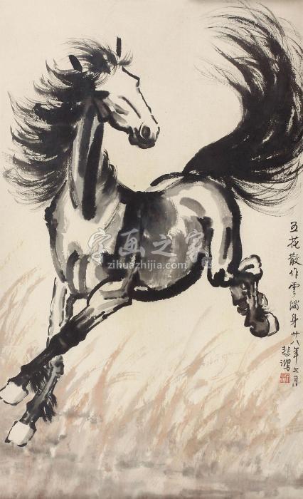 徐悲鸿1939年作五花散作云满身镜心纸本设色字画之家