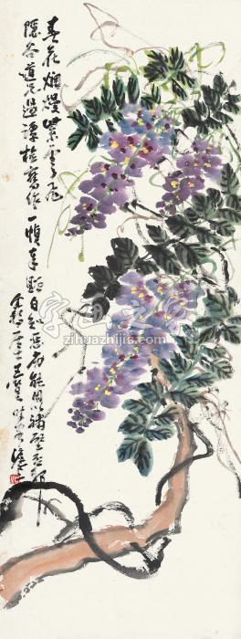 王个簃春花烂漫紫云飞字画之家