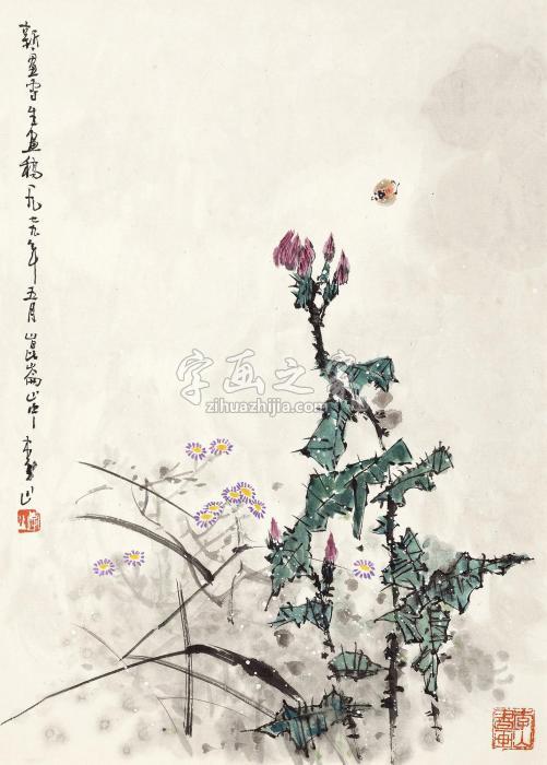 李山山花烂漫镜心设色纸本字画之家