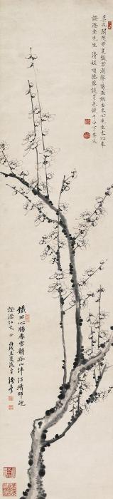 谈月色梅花立轴水墨纸本字画之家