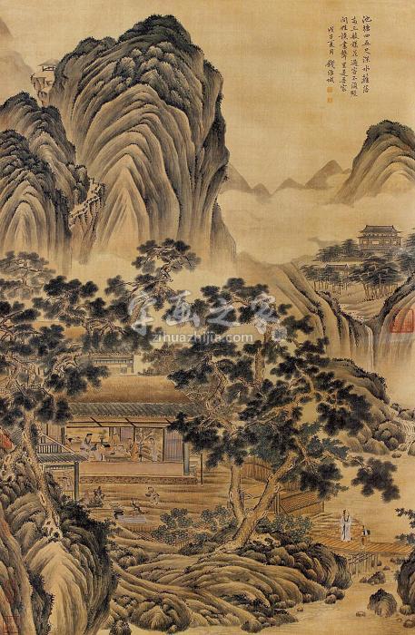 钱维城山水立轴绢本字画之家