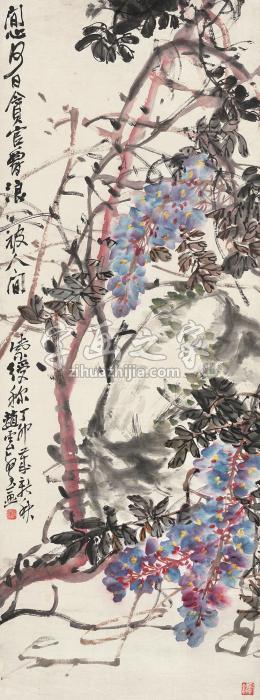 赵云壑丁卯（1927年）作紫藤立轴纸本字画之家