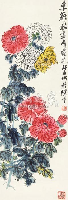 娄师白东篱秋尽有霜花立轴设色纸本字画之家