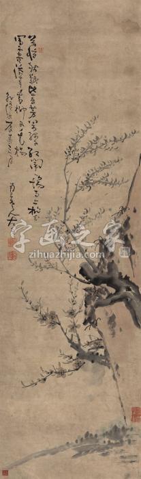 高凤翰（款）1748年作春柳桃花立轴纸本字画之家
