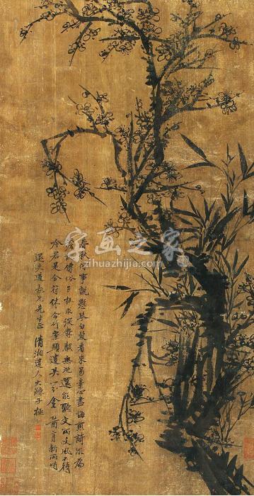 石涛梅花立轴绢本字画之家