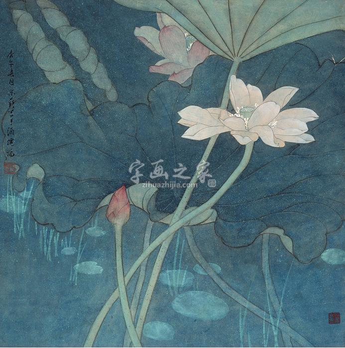 蒋采萍庚午（1990年）作出水芙蓉立轴纸本字画之家
