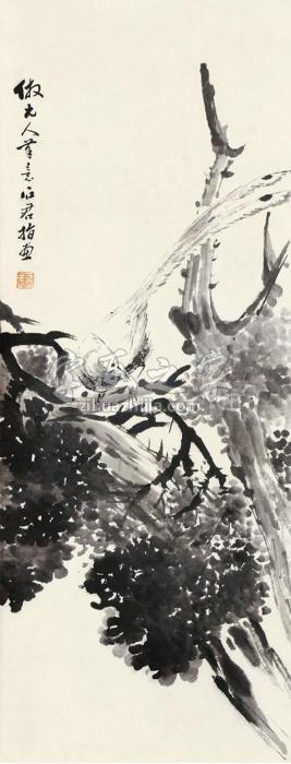 李石君花鸟立轴纸本字画之家