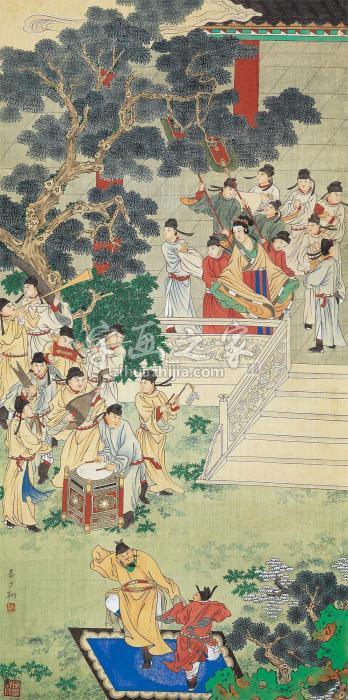晏少翔雅集图立轴设色绢本字画之家
