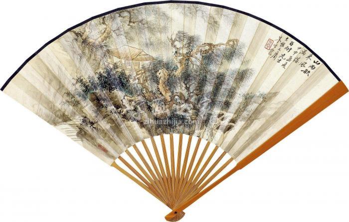朱竹云山雨欲来成扇设色纸本字画之家