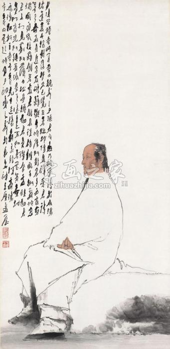 王子武甲子（1984）年作曹雪芹像立轴设色纸本字画之家