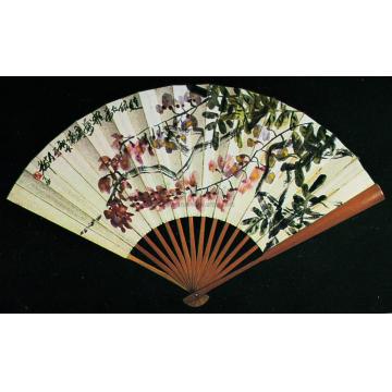 齐白石《紫藤》（背面为齐白石书法）扇面