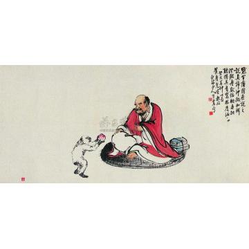 王震《达摩》横披字画之家