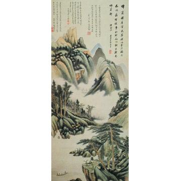 吴湖帆《仿董其昌山水》（溥儒题）立轴字画之家