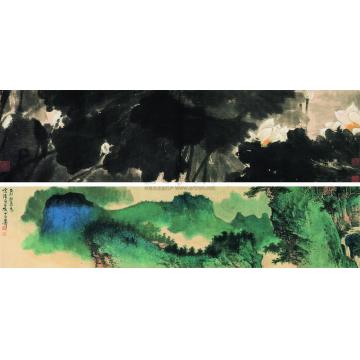 谢稚柳1975年作山水荷花手卷