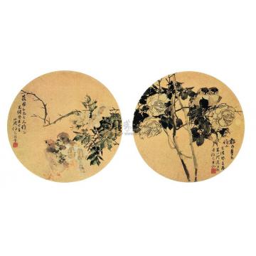 任伯年1883年作花鸟（二幅）镜心字画之家